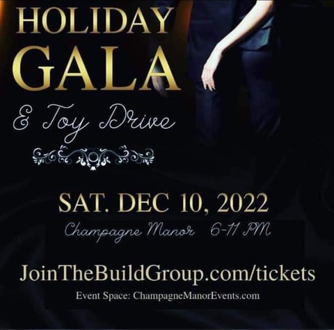 Flyer for the 2022 B.U.I.L.D. Group Holiday Gala