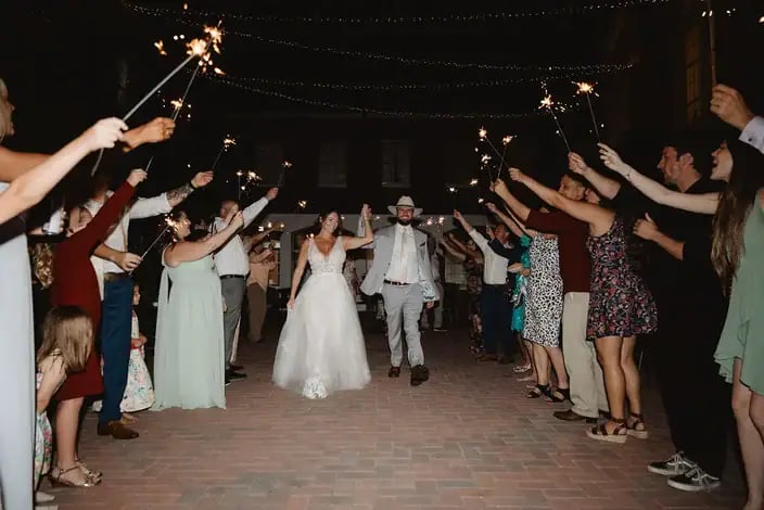 Sparkler exit in the Hartman Courtyard
