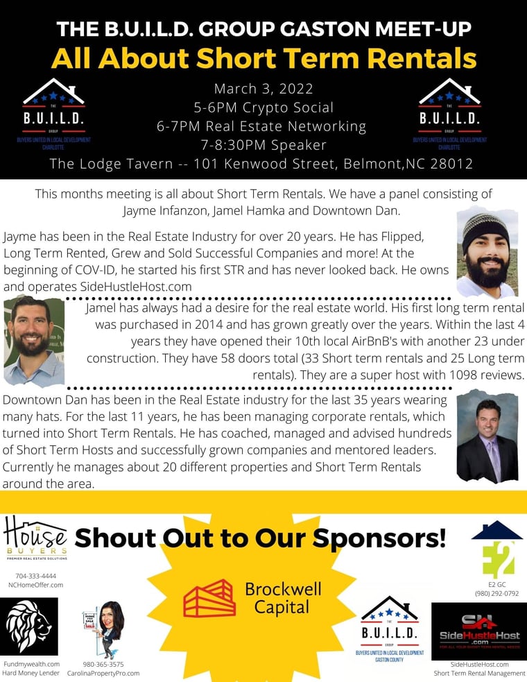 Flyer for All About Short Term Rentals, March 3, 2022