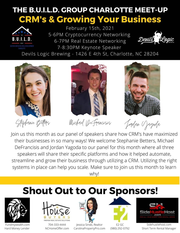 Flyer for CRM's & Growing Your Business, February 15, 2021