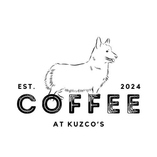 Minimalist outline logo with coffee tree branch. Local coffee shop